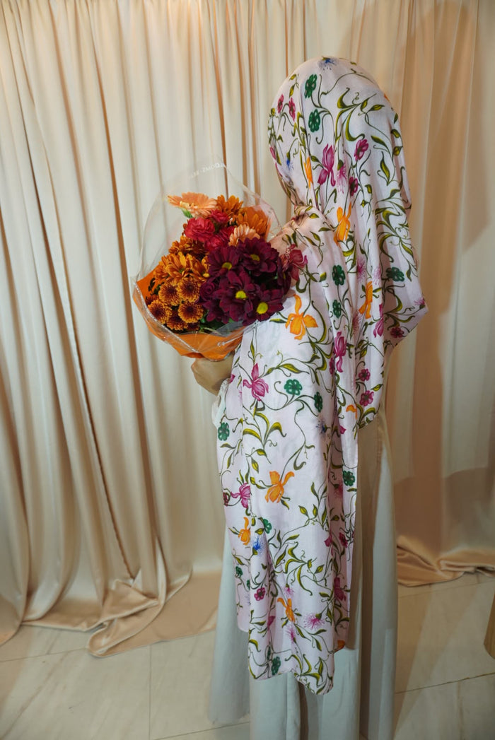 Ivory Floral Modal Hijab