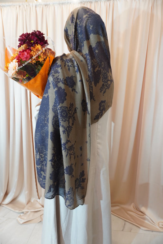 Navy & Gold Lace Modal Hijab