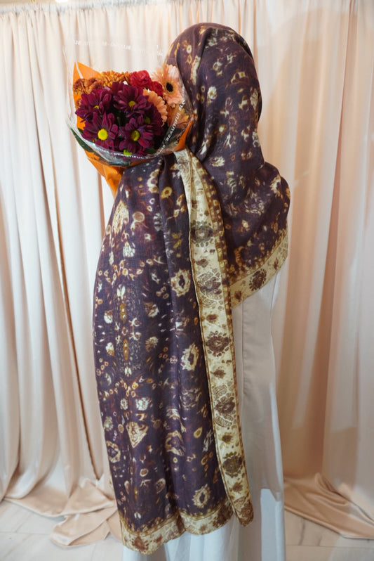 Plum Paisley Border Modal Hijab