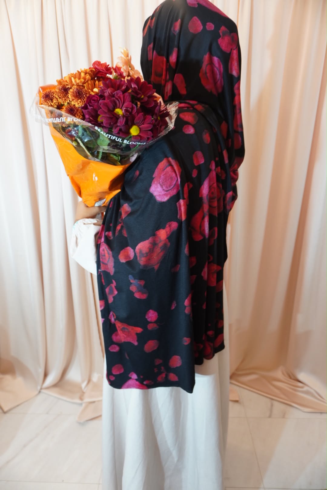 Red Rose Stretch Jersey Hijab