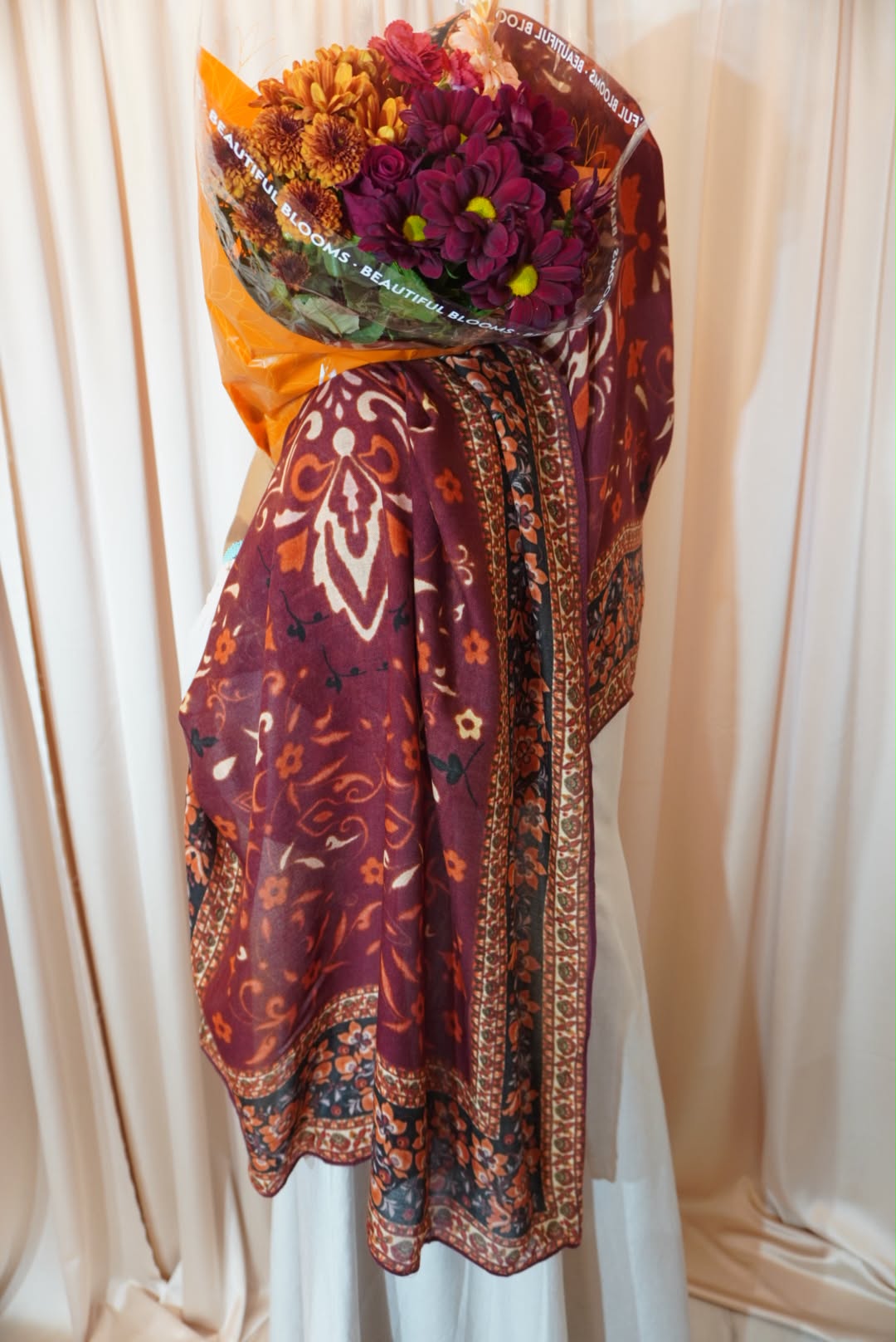 Rust Ikat Border Modal Hijab