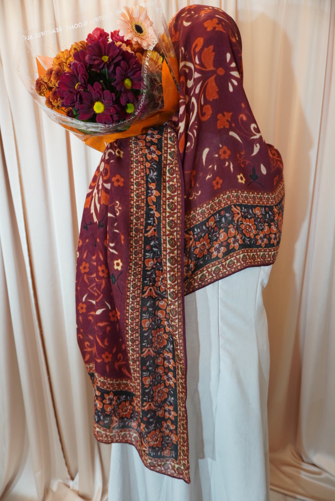 Rust Ikat Border Modal Hijab